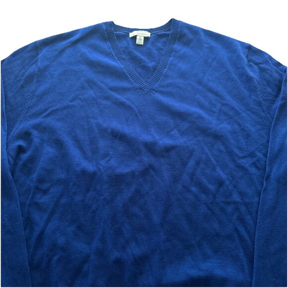 Gap Extra Fine Merino Wool Blue V-Neck Pullover Sweater Mens XXL Tall Preppy EUC - Picture 1 of 5